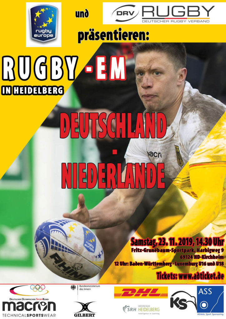 Rugby Europe und DRV präsentieren: RUGBY-EM IN HEIDELBERG DEUTSCHLAND - NIEDERLANDE