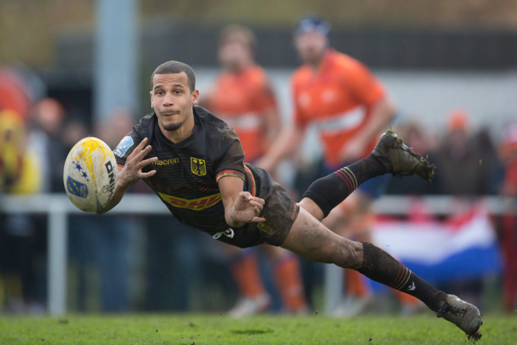 Auf ein erfolgreiches Jahr 2020 hofft Pierre Mathurin, der kampfstarke Gedrängehalb der deutschen Rugby-Nationalmannschaft. Foto: Jürgen Keßler