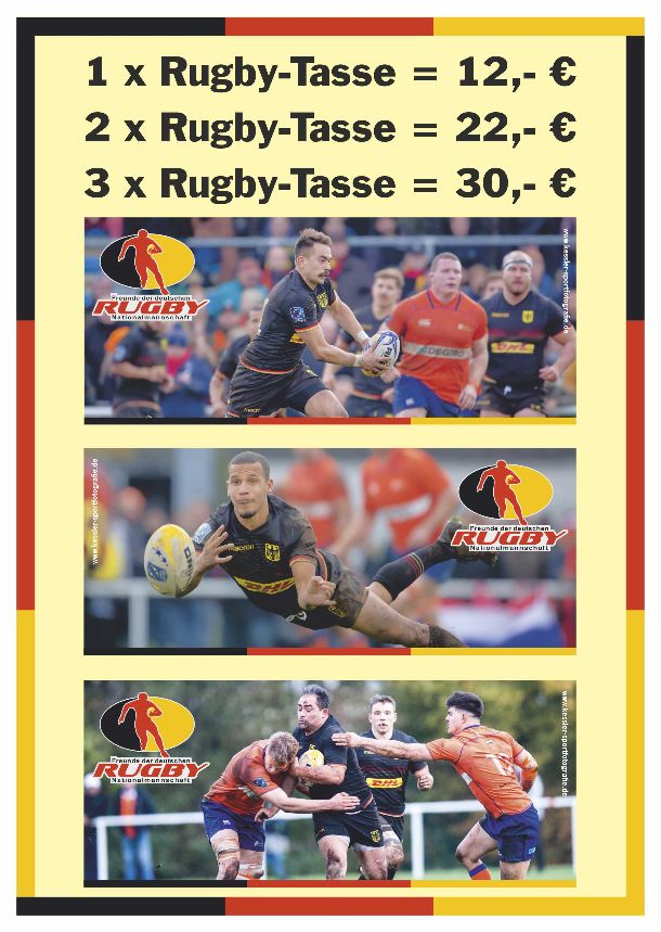 Rugby-Tassen beim Belgien-Spiel